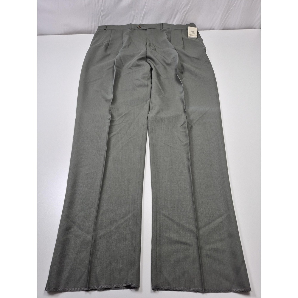 Carlo Mandrone Dress Pants Mens 44x36 Gray Wool Pleated Straight Stretch NWT